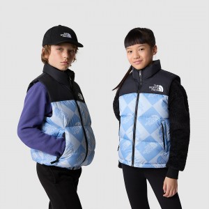 The North Face 1996 Retro Nuptse Gilet Dusty Periwinkle Logo Geometry Print | 124TOPHML