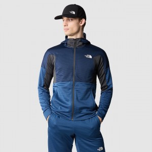 The North Face Mountain Athletics Full-Zip Fleece Hoodie Blau Navy Grau | 271MSJFCO